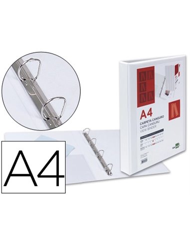 Classeur kangourou liderpapel 4 anneaux 25mm 283x320mm document a4 plastique dos 40mm coloris blanc.