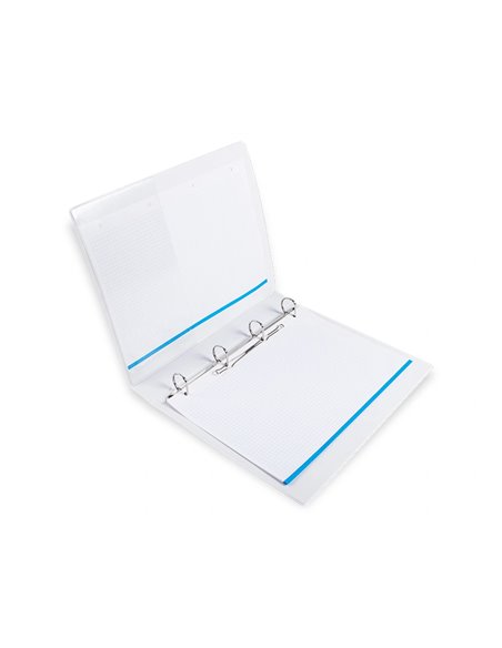 Classeur kangourou liderpapel 4 anneaux 25mm 283x320mm document a4 plastique dos 40mm coloris blanc.