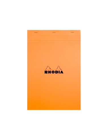 Bloc bureau rhodia a6+ papier vélin surfin couverture enduite enveloppante 110x170mm 80f détachables 80g 5x5mm orange