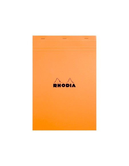 Bloc bureau rhodia a6+ papier vélin surfin couverture enduite enveloppante 110x170mm 80f détachables 80g 5x5mm orange