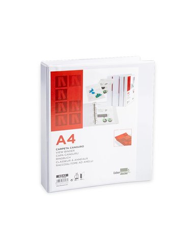 Classeur kangourou liderpapel 4 anneaux 25mm 283x320mm document a4 plastique dos 40mm coloris blanc.