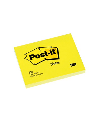 Bloc-notes post-it 657 102x76mm repositionnables coloris jaune