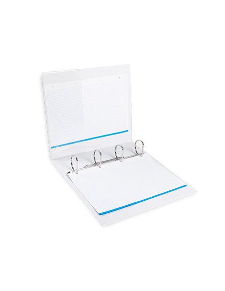 Classeur kangourou liderpapel 4 anneaux 55mm 283x320mm document a4 plastique dos 78mm coloris blanc.