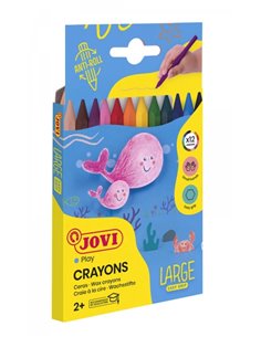 Lot de 12 crayons hexagonaux en plastique Jovi, grande taille, faciles à tailler, ne tachent pas, parfaits pour les petites main