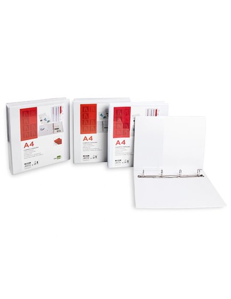 Classeur kangourou liderpapel 4 anneaux 55mm 283x320mm document a4 plastique dos 78mm coloris blanc.