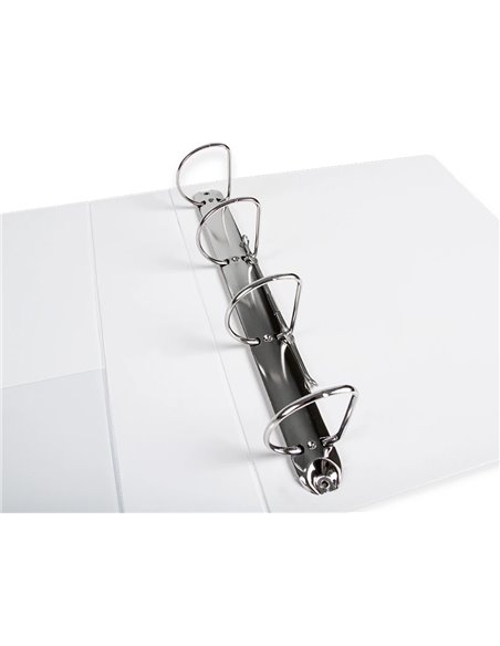 Classeur kangourou liderpapel 4 anneaux 55mm 283x320mm document a4 plastique dos 78mm coloris blanc.