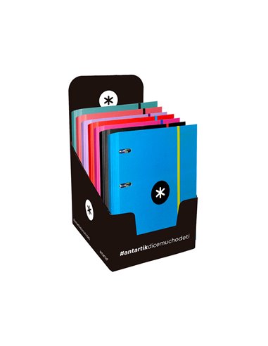 Classeur antartik 4 anneaux ronds 40mm a4 carton remborde feuillets mobiles q5x5 colorisassortis.