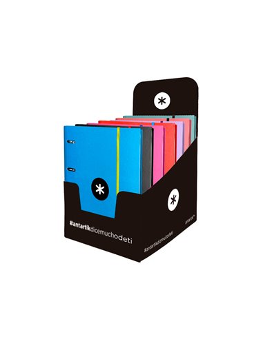 Classeur antartik 4 anneaux ronds 40mm a4 carton remborde feuillets mobiles q5x5 colorisassortis.