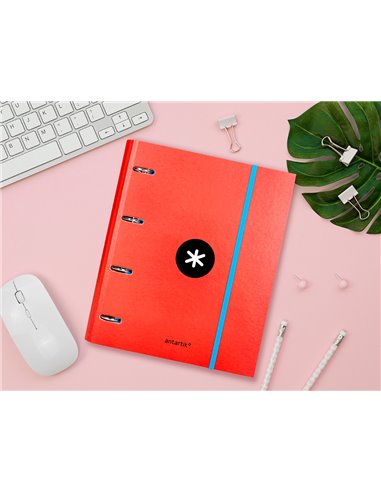 Classeur antartik 4 anneaux ronds 40mm a4 carton remborde feuillets mobiles q5x5 colorisassortis.