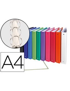 Classeur exacompta 4 anneaux a4 polypropylène rembordé 18/10e 30mm dos 40mm 10 coloris assortis 20 unités.