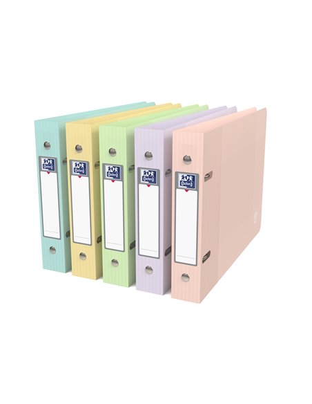 Classeur oxford school life a5 paysage dos 30mm 2 anneaux rond pp coloris assortis pastel opaque lot 10 unites.