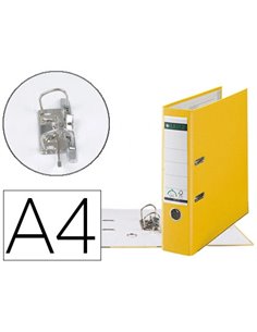Classeur levier leitz 180 degrés a4 318x285mm carton dos 80mm 600f étiquette dos coloris jaune.