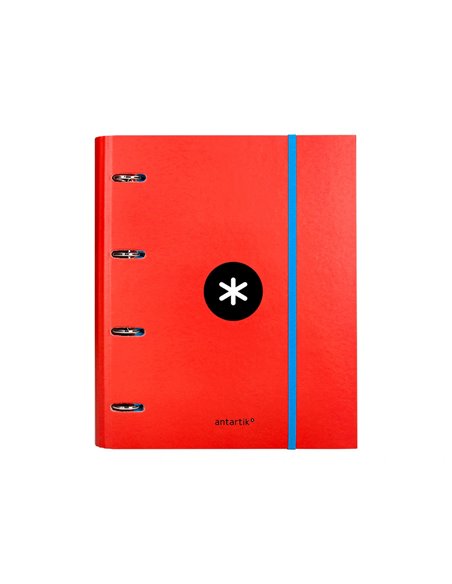 Classeur antartik 4 anneaux ronds 40mm a4 carton remborde feuillets mobiles quadrillage 5mm coloris rouge.