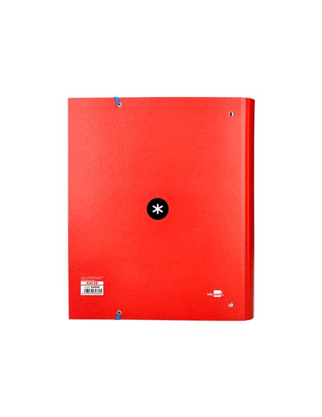 Classeur antartik 4 anneaux ronds 40mm a4 carton remborde feuillets mobiles quadrillage 5mm coloris rouge.