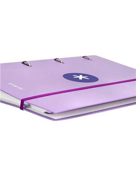 Classeur antartik 4 anneaux ronds 40mm a4 carton rembordé feuillets mobiles q5x5 colorislavande.