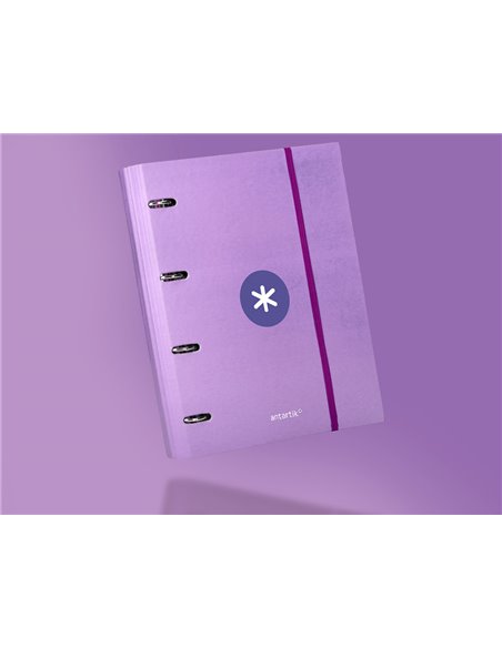 Classeur antartik 4 anneaux ronds 40mm a4 carton rembordé feuillets mobiles q5x5 colorislavande.