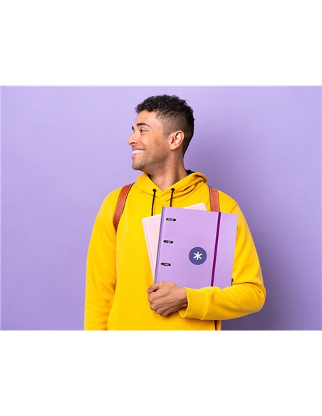 Classeur antartik 4 anneaux ronds 40mm a4 carton rembordé feuillets mobiles q5x5 colorislavande.