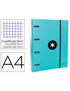 Classeur antartik 4 anneaux ronds 40mm a4 carton rembordé feuillets mobiles q5x5 coloris menthe.