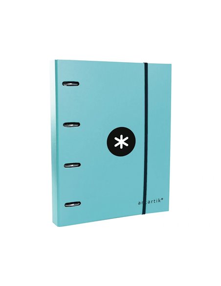 Classeur antartik 4 anneaux ronds 40mm a4 carton rembordé feuillets mobiles q5x5 coloris menthe.