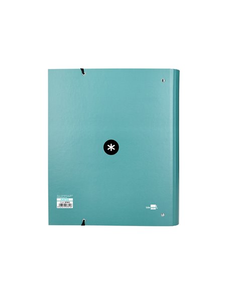 Classeur antartik 4 anneaux ronds 40mm a4 carton rembordé feuillets mobiles q5x5 coloris menthe.