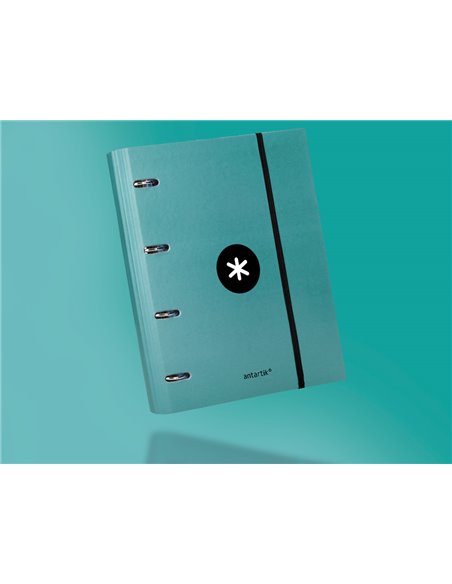 Classeur antartik 4 anneaux ronds 40mm a4 carton rembordé feuillets mobiles q5x5 coloris menthe.