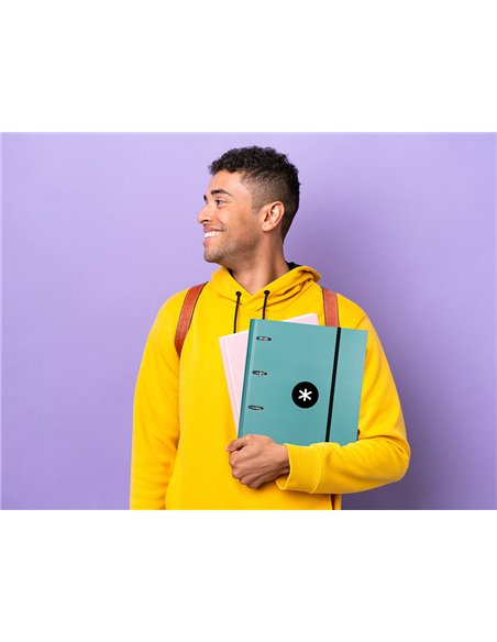 Classeur antartik 4 anneaux ronds 40mm a4 carton rembordé feuillets mobiles q5x5 coloris menthe.