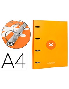 Classeur antartik 4 anneaux ronds 40mm a4 carton remborde feuillets mobiles q5x5 jaune moutarde.