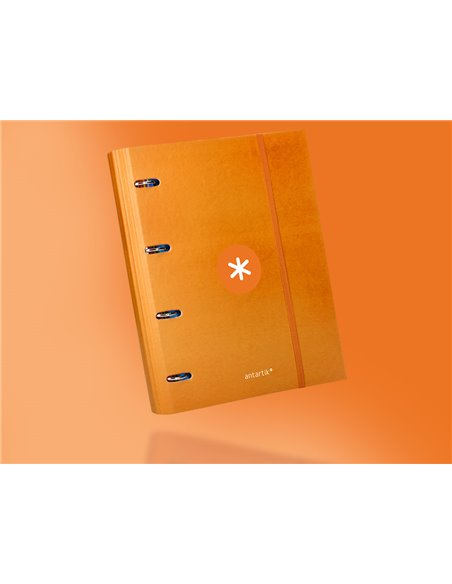 Classeur antartik 4 anneaux ronds 40mm a4 carton remborde feuillets mobiles q5x5 jaune moutarde.