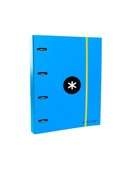 Classeur antartik 4 anneaux ronds 40mm a4 carton remborde feuillets mobiles quadrillage 5mm coloris bleu.