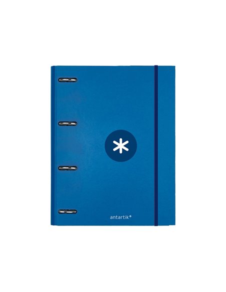 Classeur antartik 4 anneaux ronds 25mm a4 carton remborde feuillets mobiles 5x5 bleu marine.