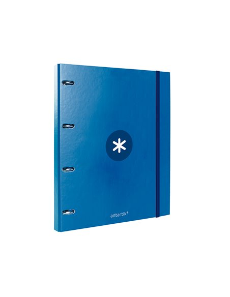 Classeur antartik 4 anneaux ronds 25mm a4 carton remborde feuillets mobiles 5x5 bleu marine.