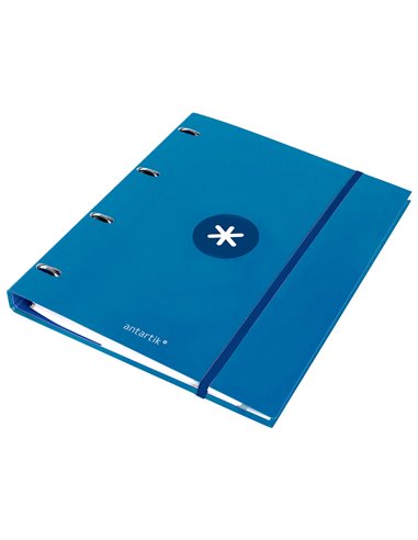 Classeur antartik 4 anneaux ronds 25mm a4 carton remborde feuillets mobiles 5x5 bleu marine.