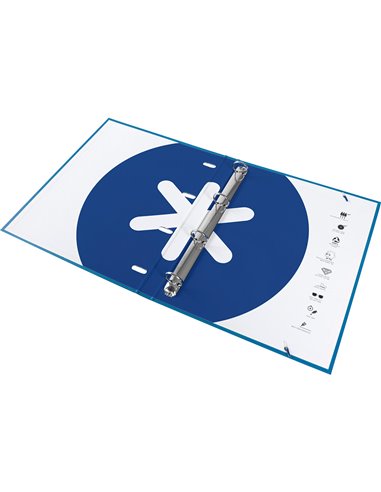 Classeur antartik 4 anneaux ronds 25mm a4 carton remborde feuillets mobiles 5x5 bleu marine.