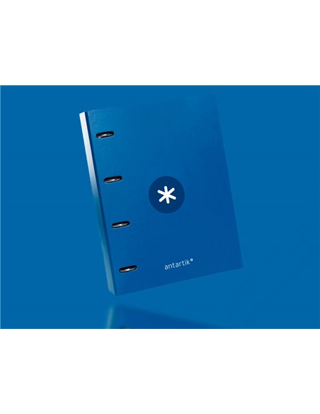 Classeur antartik 4 anneaux ronds 25mm a4 carton remborde feuillets mobiles 5x5 bleu marine.