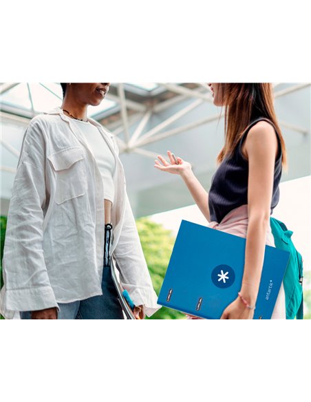 Classeur antartik 4 anneaux ronds 25mm a4 carton remborde feuillets mobiles 5x5 bleu marine.