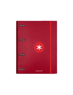 Classeur antartik 4 anneaux ronds 25mm a4 carton remborde feuillets mobiles 5x5 framboise. 2