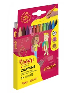 Crayons de couleur Jovi Student - Lot de 12 - Durables - Ne tachent pas - Résistants aux rayures - Finition brillante - Longue d