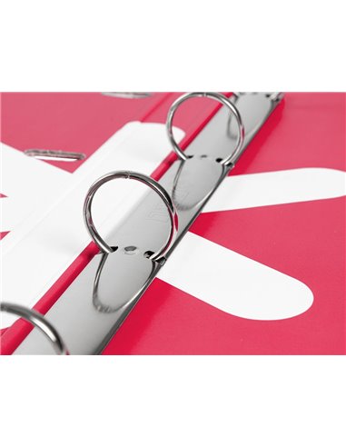 Classeur antartik 4 anneaux ronds 25mm a4 carton remborde feuillets mobiles 5x5 framboise.