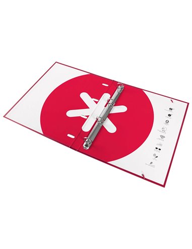 Classeur antartik 4 anneaux ronds 25mm a4 carton remborde feuillets mobiles 5x5 framboise.