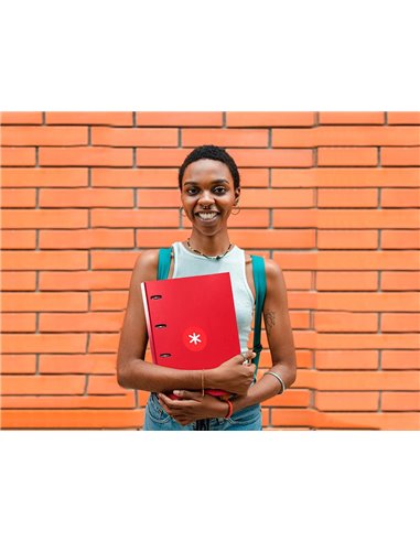 Classeur antartik 4 anneaux ronds 25mm a4 carton remborde feuillets mobiles 5x5 framboise.