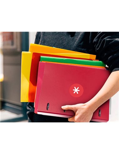 Classeur antartik 4 anneaux ronds 25mm a4 carton remborde feuillets mobiles 5x5 framboise.