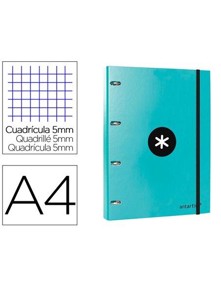 Classeur antartik 4 anneaux ronds 25mm a4 carton remborde feuillets mobiles q5x5 colorismenthe.