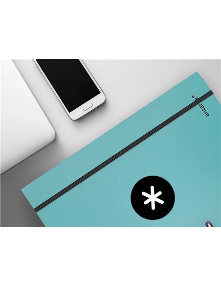 Classeur antartik 4 anneaux ronds 25mm a4 carton remborde feuillets mobiles q5x5 colorismenthe.