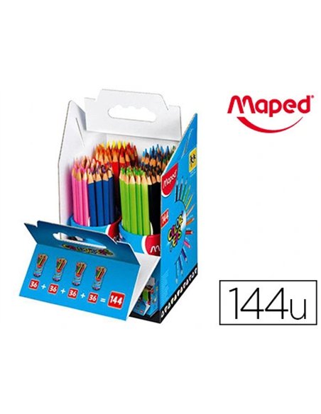 Crayon couleur maped color pep's triangulaire mine tendre résistante sans écharde coloris lumineux coffret école 144u.