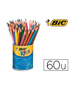 Crayon couleur bic kids eco evolution couleurs assorties pot 60 unités.