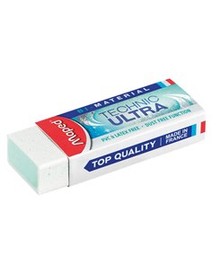 Gomme maped technic ultra efficacité maximale sans pvc coloris blanc étui carton 61x21,5x 12mm.
