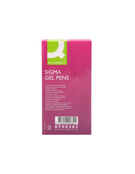 Stylo-bille q-connect sigma écriture moyenne 0.5mm encre gel rétractable corps plastique translucide coloris bleu.