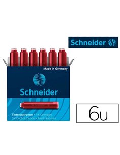 Cartouche encre schneider rouge boite 6 pieces.