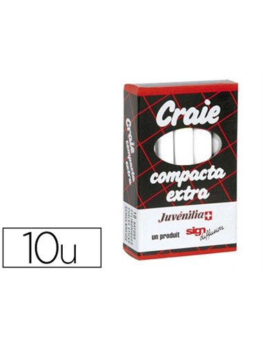 Craie juvenilia compacta l80mmx10mm sans crissement anti-poussière coloris blanc boîte 10 unités.