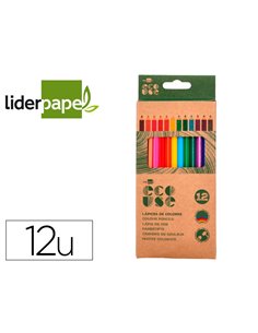 Crayon couleur liderpapel certifie fsc mine extra-resistante ecouse etui carton de 12 coloris assortis.
